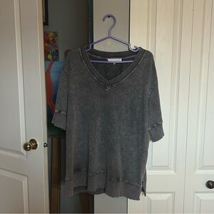Jane and Delancey Gray V-Neck Sweatshirt